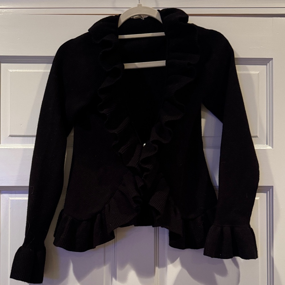 Black Ruffled Cardigan